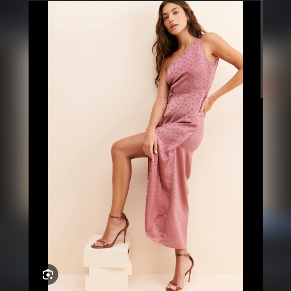 Favorite Daughter Single Shoulder Polka Dot  Midi Dress